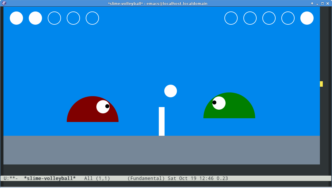 Emacs Slime Volleyball Screenshot -- Gameplay